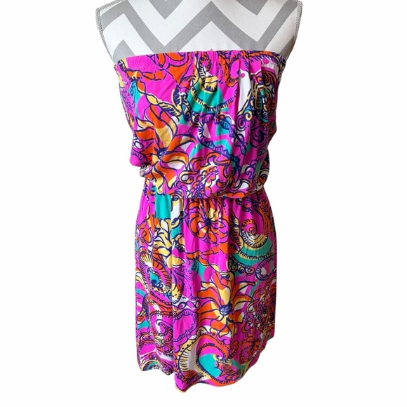 Womens Lilly Pulitzer Strapless Dress in  Tropical Print | Size Small - Picture 2 of 7